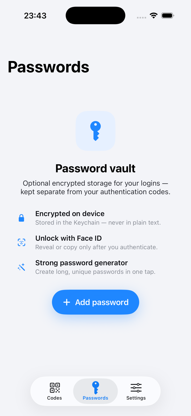Moat encrypted password vault unlocked with Face ID